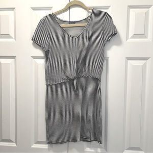 Neely Dress black and white stripe size M faux two piece